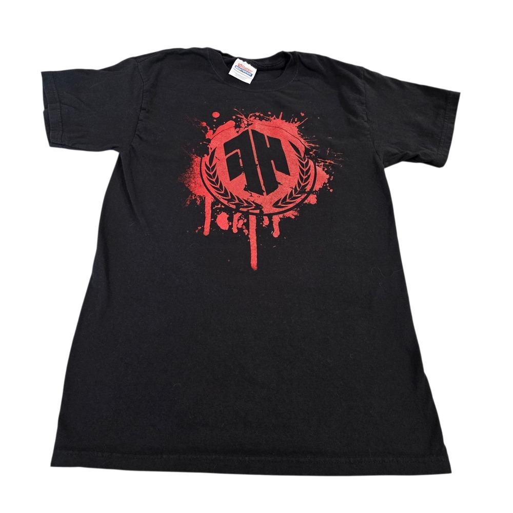 'In These Hans' Hanes Heavyweight T-Shirt Black Red Graphic Small Crew Neck‎